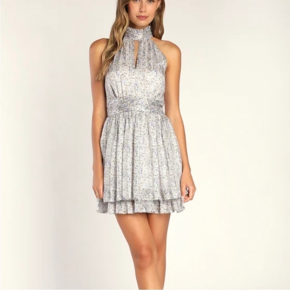 NWT Lulus Always Glittering blue silver mini dress